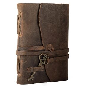 Leather Journal Travel Diary, Handmade Vintage Bound Notebook for Men & Women, Antique Finish, Genuine Buffalo Leather- Quality Lined Brown Paper Perfect for Notes, Art Sketchbook,Brown