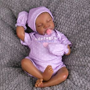 Aori Reborn Baby Dolls Black Girl- 18-inch Realistic Baby Dolls, Lifelike Soft Vinyl Black American Doll, Nice Gift for Kids, Pre-Parents, Grand-Parents, Doll Collectors