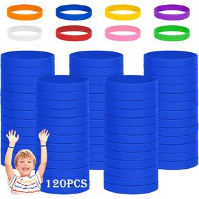 120 قطعة من أساور مطاط السيليكون وأساور المعصم للأطفال والشباب والمراهقين والأولاد والبنات، أساور كبيرة للأطفال، أساور مقاس 6.3 بوصة للأطفال من سن 3 إلى 7 سنوات للعودة إلى المدرسة (أحمر) in Kuwait