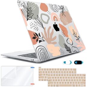 Compatible with MacBook Pro 13 inch Case 2022 2021 2020-2016 M1 M2 A2338 A2289 A2251 A1706 A2159 A1989 with Touch Bar, Hard Shell&Keyboard Cover&Screen Protector&Webcam Cover, Abstract Plant