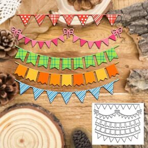 DDeehs Charming Birthday Metal Die Cuts,Wedding Party Banner Bow Flag Cutting Dies Cut Stencils DIY Scrapbooking Decorative Embossing Paper Scrapbooking Card Making, silver, DDeehs-001
