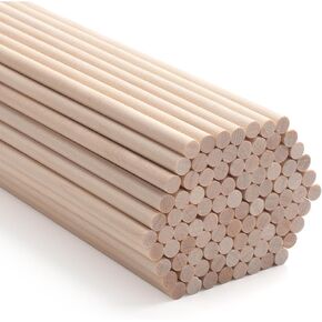 50 PCS Dowel Rods, 1/4 x 6 Inch Round Wooden Dowels Craft Wood Sticks, Unfinished Natural Wood Rods for Crafts Arts and DIYers, Cake Dowels Hardwood Craft Dowel Rod