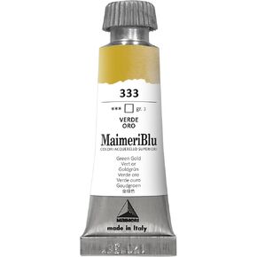 MaimeriBlu 12ml Single-Pigment Watercolor Paint - Green Gold PY129 Professional Watercolor Paint - Lightfast and Transparent Watercolor Paint Tube for Artists