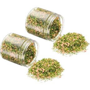 Model Flower Grass, 185ml Capacity, Fake Miniature Flower Grass Tree Plastic Sponge Light Orange - (Applications: DIY Dollhouse Fairy Garden Model Railway Landscape), 2-Pieces