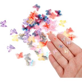 60pcs Miniature Butterflies, 0.39in Premium Resin Tiny Butterflies Small Butterflies for Crafts Mini Resin Crafts for Girls Nail Phone Case Dollhouse Decoration(Colorful)