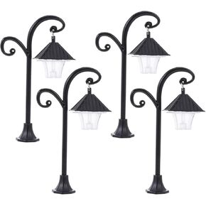 TOYANDONA 4pcs Mini Street Light Model Miniature Street Lamps LED Post Lights Microscopic Model Lights for DIY Dollhouse Landscape Fairy Garde Accessories,Black