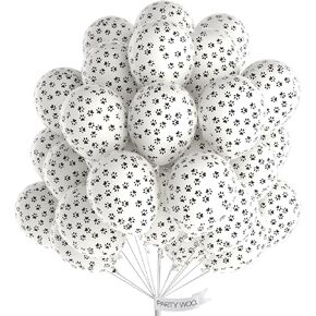 PartyWoo Paw Balloons, 50 pcs 12 Inch White Paw Print Balloons, Latex Balloons for Balloon Garland Arch as Dog Party Decorations, Dog Birthday Decorations, Dog Themed Party Decorations