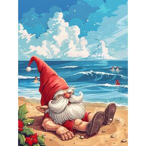 Bimkole 5D Diamond Art Kits for Adults Christmas in July, Full Drill Beach Dog DIY Rhinestone Embroidery Set Paint with Diamonds Art by Number Kits Cross Stitch Home Wall Craft Decoration 12X16 Inch