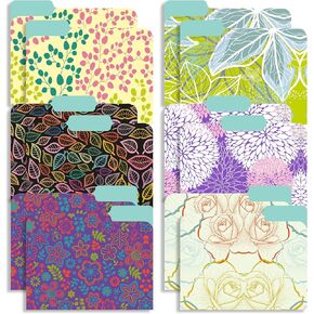 New Generation - 12 Pack Decorative 1/3 Cut Tab File Folders with Patterns Designs, Heavyweight, Letter Size (9.5" x 11.5") Laminated, Fashion Folders, for Home or Office.