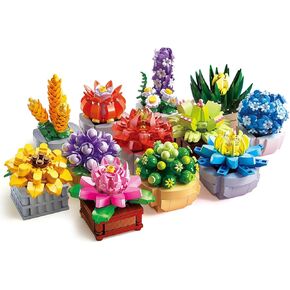 Succulents Set for Adults Building Sets, 12 Plants, Home Decor, Birthday Gifts for Women, Creative Housewarming Gifts, Botanical Collection, Flowers Succulents Artificial Plant Kit (1174 piece)