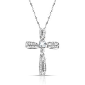 Moissanite Cross Necklace for Women, D Color VVS1 18k Gold Plated 925 Sterling Silver Twisted Cross Infinity Loop Pendant Necklace, Moissanite Jewelry with GRA Certificate of Authenticity