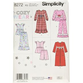 Simplicity 8272 Girl's Sleepwear and Robe Sewing Pattern, Sizes 7-14