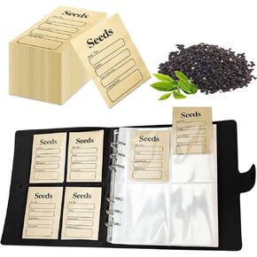 100Pcs Seed Storage Envelopes, Resealable Self Sealing Seed Organizers Seed Saver Packets Storage Box Garden Seed Storage Container Envelopes Organization Binder Seed Collecting Template (Black)