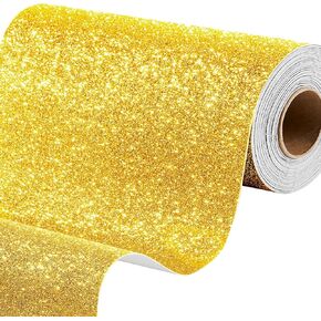 Stickyart Gold Glitter Cardstock Paper Self Adhesive Glitter Sheets for Crafts Sparkle Glitter Paper Glitter Fabric Sheets Gold Cardstock Glitter Paper for Birthday Christmas Decorations 15.8"x78.7"