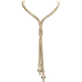 FANZE Halloween Gold Snake Necklace for Women, Rhinestone Crystal Punk Rock Gothic Costume Medusa Snake Accessories, Chunky Trendy Chain Choker, Decorative Halloween Jewelry for Evening Party Cocktail