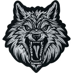 Embroidered Wolf Head Patches for Biker Vest Rider Motorcycle Patch Embroidered Jackets Custom Back Emblem Punk Wolf Patch