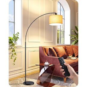 EDISHINE 78.3″ Dimmable Modern Arc Floor Lamp with Remote, Black Floor Lamp with Stepless Dimmable Bulb & 5 Color Temperature, Mid Century Standing Light for Living Room, Bedroom, Office, Black in Kuwait