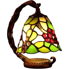Bieye L10036 Rose Tiffany Style Stained Glass Table Lamp with 6-inch Wide Lampshade Hanging on The Cast Iron Base (Pink)