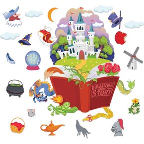 Eureka Once Upon A Dream Imagine Your Own Story Classroom Bulletin Board Set for Teachers, 22 Pieces