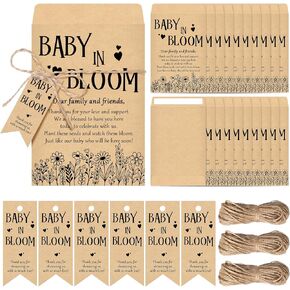 75 Sets Baby Shower Packet Favors Baby Shower Self Adhesive Packets Envelopes Storage with Thank You Tags Baby Shower Favors for Guests