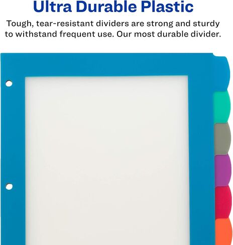 Avery Ultralast Big Tab Plastic Dividers for 3 Ring Binders, 8-Tab Set, Multicolor with White Labels, 1 Set (24901) in Saudi Arabia