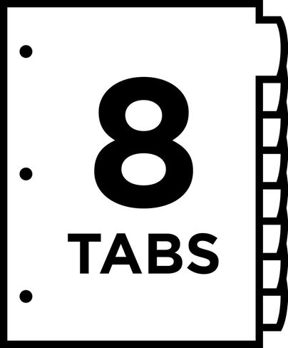 Avery Ultralast Big Tab Plastic Dividers for 3 Ring Binders, 8-Tab Set, Multicolor with White Labels, 1 Set (24901) in Saudi Arabia