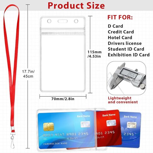 Harloon 300 Pack Clear ID Badge Holder with Lanyard 2.75 x 4.53 Inch Bulk Waterproof Vertical Card Holders with Flat Neck Lanyards and Swivel Hooks for Cruise, School, Office Supplies(Blue) in Kuwait