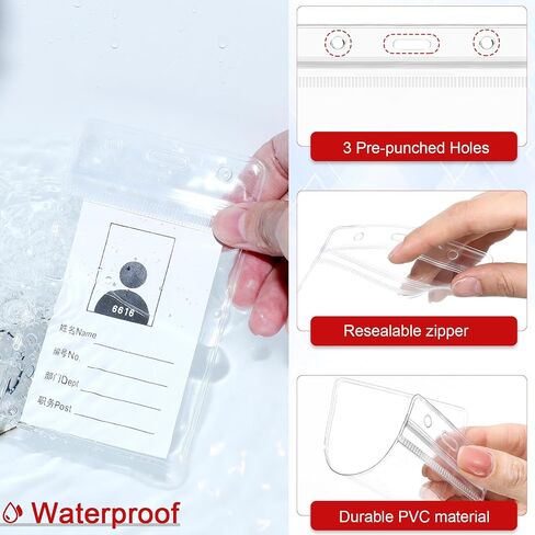 Harloon 300 Pack Clear ID Badge Holder with Lanyard 2.75 x 4.53 Inch Bulk Waterproof Vertical Card Holders with Flat Neck Lanyards and Swivel Hooks for Cruise, School, Office Supplies(Blue) in Kuwait