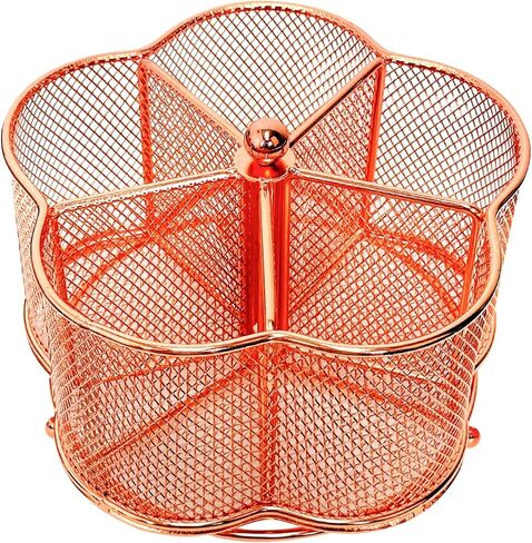 360 Degree Rotate Pen Holder for Desk Mesh Desk Pen Organizer Pencil Holder Large Capacity Desk Accessories & Workspace Organizers for School,Home (Rose Gold, No hook) in Saudi Arabia