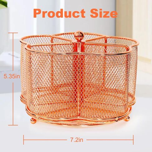 360 Degree Rotate Pen Holder for Desk Mesh Desk Pen Organizer Pencil Holder Large Capacity Desk Accessories & Workspace Organizers for School,Home (Rose Gold, No hook) in Saudi Arabia