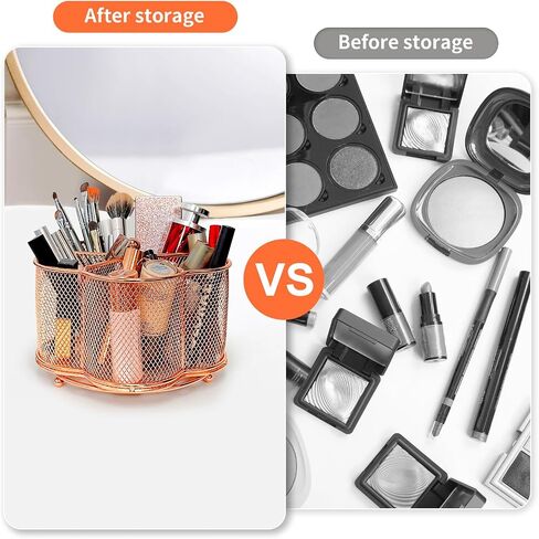 360 Degree Rotate Pen Holder for Desk Mesh Desk Pen Organizer Pencil Holder Large Capacity Desk Accessories & Workspace Organizers for School,Home (Rose Gold, No hook) in Saudi Arabia