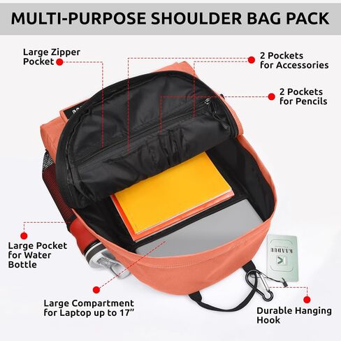 TRAVEL BACKPACK LIGHTWEIGHT CASUAL DAYPACK GYM BACKPACK LAPTOP BACKPACK SPORT BACKPACK RUCKSACK CAMPING BACKPACK 16.5" (Boxter Red) in Saudi Arabia