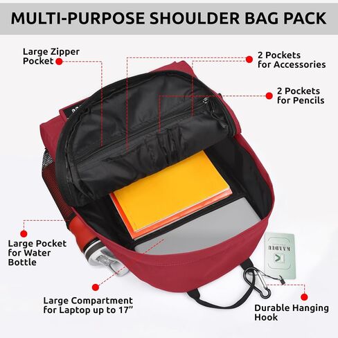 TRAVEL BACKPACK LIGHTWEIGHT CASUAL DAYPACK GYM BACKPACK LAPTOP BACKPACK SPORT BACKPACK RUCKSACK CAMPING BACKPACK 16.5" (Boxter Red) in Saudi Arabia