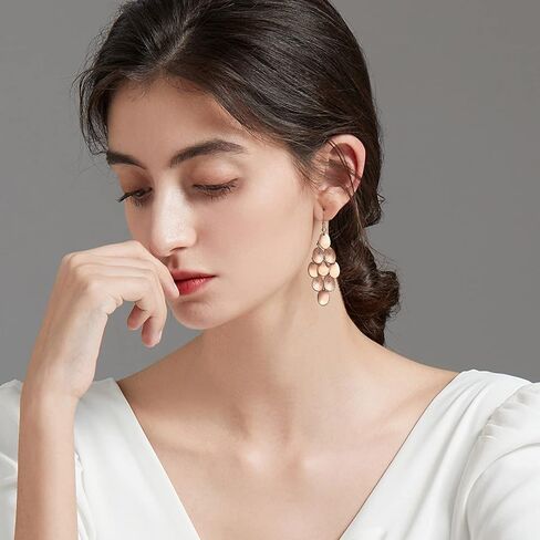 أقراط Kemstone Boho الفريدة من نوعها من المينا - أقراط متدلية على شكل ورقة أرجوانية وذهبية - أقراط مضادة للحساسية مصنوعة يدويًا مقاس 6 سم للنساء in Kuwait