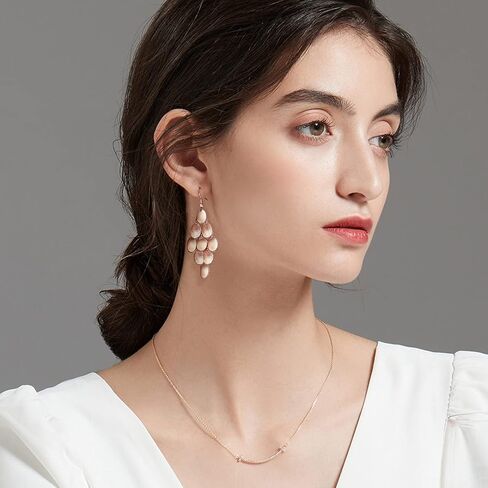 أقراط Kemstone Boho الفريدة من نوعها من المينا - أقراط متدلية على شكل ورقة أرجوانية وذهبية - أقراط مضادة للحساسية مصنوعة يدويًا مقاس 6 سم للنساء in Kuwait