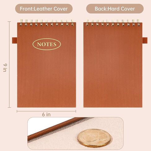 Yoment Top Spiral Notebook 240 Pages Leather Steno Pads 6x9 Top Bound Spiral Notepad 100 GSM College Ruled Notebook Left Handed Notebooks for Work School Office, Green in Kuwait