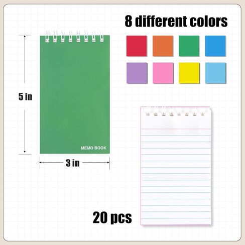 Koogel 50 Sheets/6 Pads Top Bound Pocket Notebooks, 3x5 Inch Small Spiral Memo Pads Durable Cover Notebooks for Office School Memo Tactical Steno Pads in Saudi Arabia