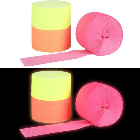 800 قدم من اللافتات الورقية Crepe 8 رولز Glow Party Crepe Paper Streamer Neon FluorScent For Halloween Party Neon Party Wedding Supplies in Kuwait