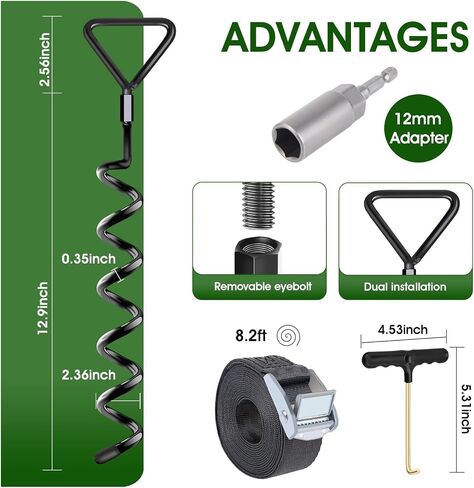 Trampoline Stakes 4 Pack - Heavy Duty Trampoline Anchors Kit - Ground Anchors Screw in for Trampolines - Trampoline Stakes Anchors High Wind with Straps for Outdoor Christmas Decorations in Saudi Arabia