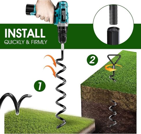 Trampoline Stakes 4 Pack - Heavy Duty Trampoline Anchors Kit - Ground Anchors Screw in for Trampolines - Trampoline Stakes Anchors High Wind with Straps for Outdoor Christmas Decorations in Saudi Arabia