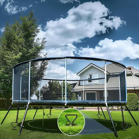 Trampoline Stakes 4 Pack - Heavy Duty Trampoline Anchors Kit - Ground Anchors Screw in for Trampolines - Trampoline Stakes Anchors High Wind with Straps for Outdoor Christmas Decorations in Saudi Arabia