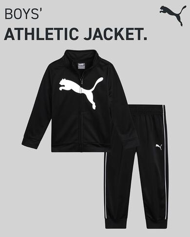 طقم سراويل للأولاد الصغار من PUMA - قطعتان من سترة تريكو بسحاب وسروال رياضي نشط - مجموعة ملابس رياضية للأولاد (2T-4T) in Kuwait