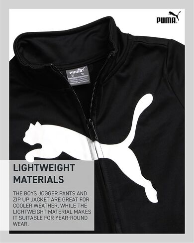 طقم سراويل للأولاد الصغار من PUMA - قطعتان من سترة تريكو بسحاب وسروال رياضي نشط - مجموعة ملابس رياضية للأولاد (2T-4T) in Kuwait