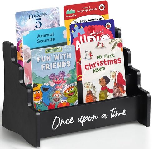 Yoto Card Holder, Large Yoto Card Storage Box with Three Compartments, Wooden Yoto Card Case, Wood Trading Deck Box Card Storage, Black in Saudi Arabia