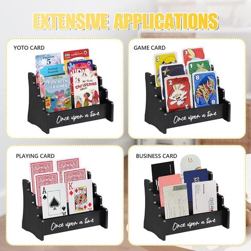 Yoto Card Holder, Large Yoto Card Storage Box with Three Compartments, Wooden Yoto Card Case, Wood Trading Deck Box Card Storage, Black in Saudi Arabia
