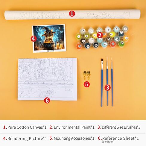 TUMOVO Paint by Numbers Kit for Adults Adorable Kitten Witch Brewing Magic Potion DIY Paint by Numbers for Adults Cat Oil Painting with Brushes Adult Paint by Number Kits Art Crafts 16x20 in in Saudi Arabia