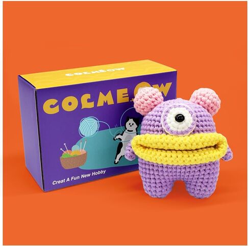Colmeow Crochet Kit for Beginners, Crochet Starter Kit with Yarn and Hook, Step-by-Step Video Tutorials,Big-Eyed Adorable Green Monster, Beginner Animal Crochet Kit for Adults Kids in Saudi Arabia