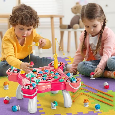 Magnetic Fishing Game for Kids Toddlers 3-5, 70 pcs Fishing Toys for Kids Toddlers 3-5, Fishing Table Toys Board Game Birthday Gifts for 3 4 5 6 7 8 Years Old Kids Toddlers in Saudi Arabia