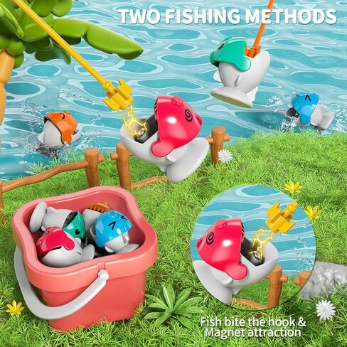 Magnetic Fishing Game for Kids Toddlers 3-5, 70 pcs Fishing Toys for Kids Toddlers 3-5, Fishing Table Toys Board Game Birthday Gifts for 3 4 5 6 7 8 Years Old Kids Toddlers in Saudi Arabia