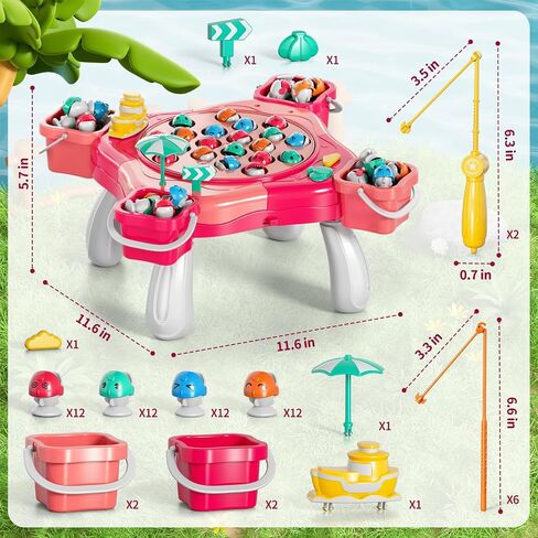 Magnetic Fishing Game for Kids Toddlers 3-5, 70 pcs Fishing Toys for Kids Toddlers 3-5, Fishing Table Toys Board Game Birthday Gifts for 3 4 5 6 7 8 Years Old Kids Toddlers in Saudi Arabia